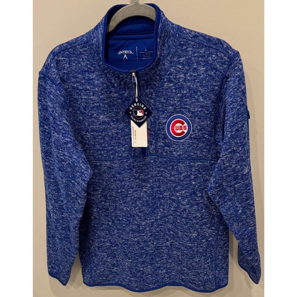 NWT - Chicago Cubs - Antigua 1/4 Zip Fleece Pullover - Men's Large - Blue - NEW